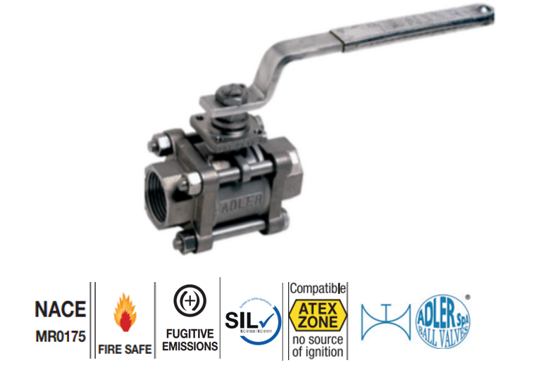 Stainless steel ball valve ADLER 713 SSBV. 3PC +ISO FIRE SAFE 713