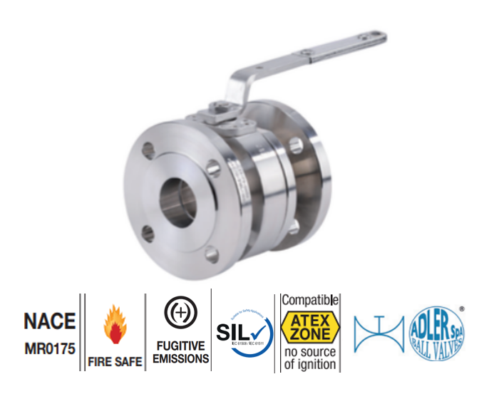 Stainless steel ball valve ADLER 767 SSBV. 2PC RF PN40/16 ATEX 767