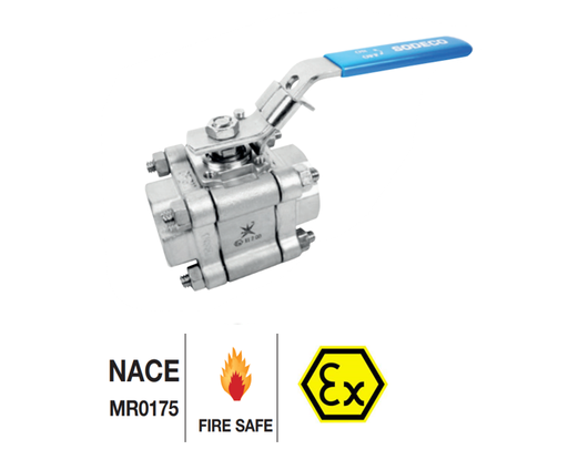 Stainless steel ball valve MARS VALVE 363 BA IIT/FS-363ITF-3 piece body - ISO pad - Fire safe