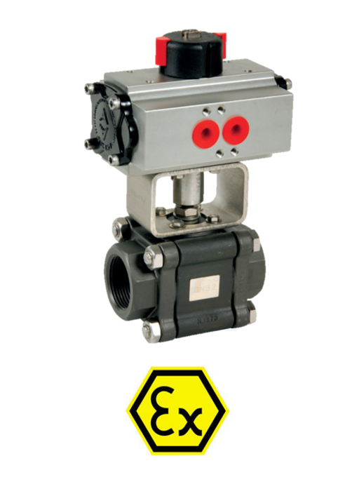 Pneumatic actuated carbon steel ball valves Pneumatic actuated ball valve  + ACTREG 702 + ADA/ASR PNEU ACT 702+AC