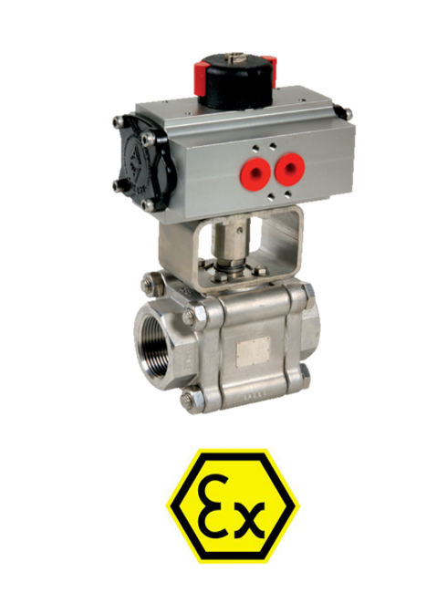 Pneumatic actuated stainless steel ball valve + ACTREG 703 + ADA/ASR PNEU ACT 703+AC