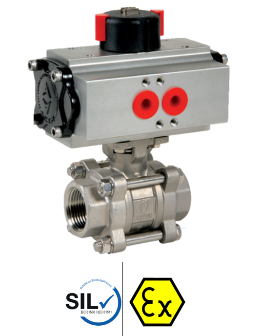 Pneumatic actuated stainless steel ball valve  + ACTREG 746-5-3 XS + ADA/ASR PNEU ACT 746+AC