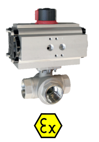 Pneumatic actuated 3Way stainless steel ball valves Mars + ACTREG 1370L-T port+ ADA/ASR PNEU ACT 1370AC