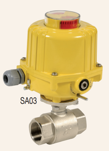 Electric actuated 2 Way brass ball valves SA/NA series 502 + SA03 ELECTRIC ACTUATED 502+S3