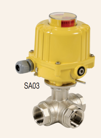 Electric actuated 3 Way brass ball valves SA/NA series 513L-514T + SA03 ELECTRIC ACTUATED 513+S3