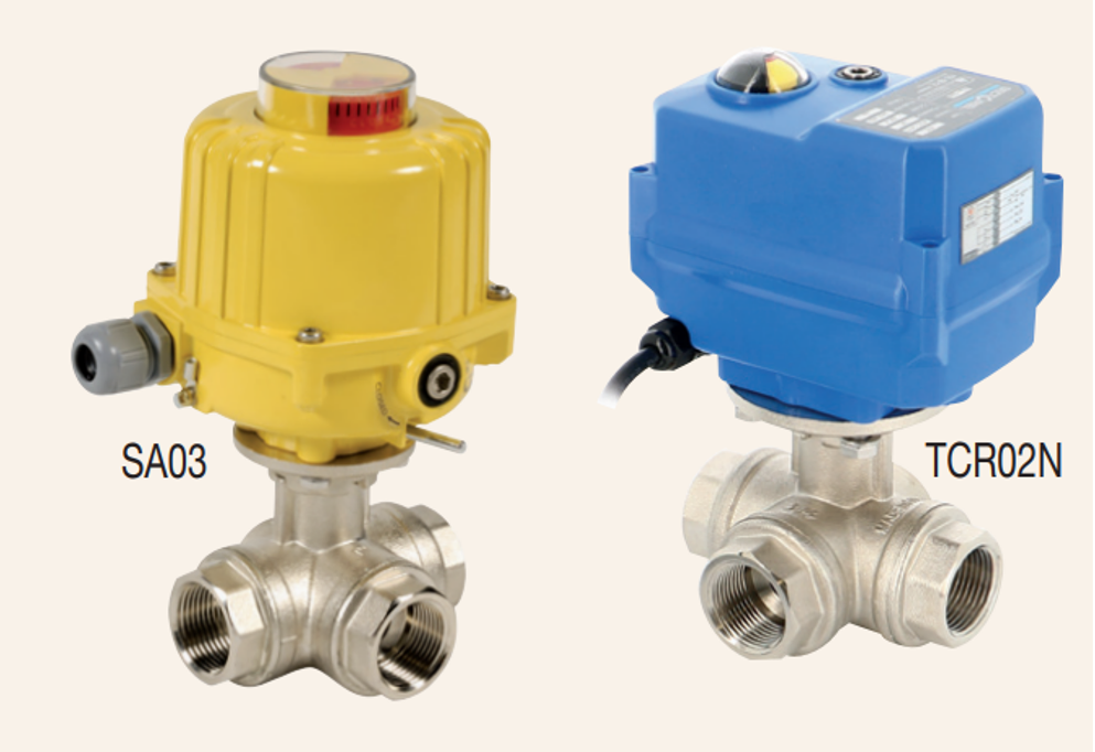 Electric actuated 3 way brass ball valve SA/NA series 513L-514T + SA05 ELEC. ACT. 513+S5