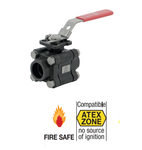 Carbon steel ball valve. 3 PIECE BODY - ATEX - FIRESAF 702 CSBV. 3PC +ISO FIRE SAFE 702