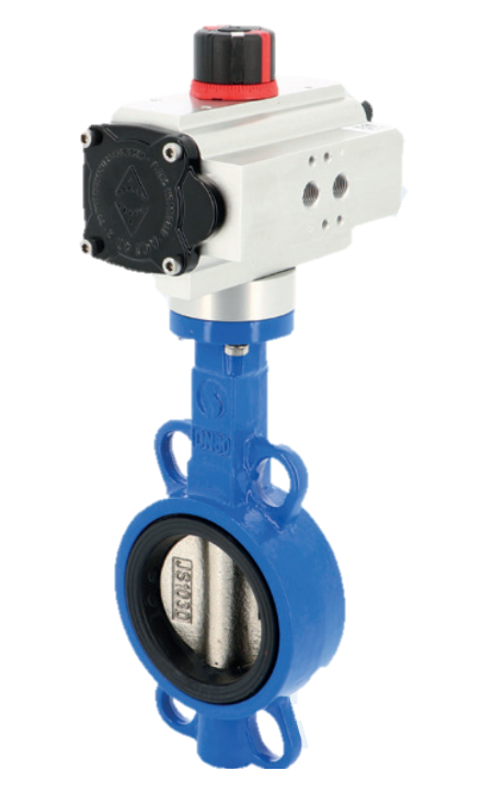 Wafer Pneumatic actuated cast iron butterfly valves  GG25 Butterfly Valve + ACTREG act. 1123 + ADA/ASR PNEU ACT 1123AC