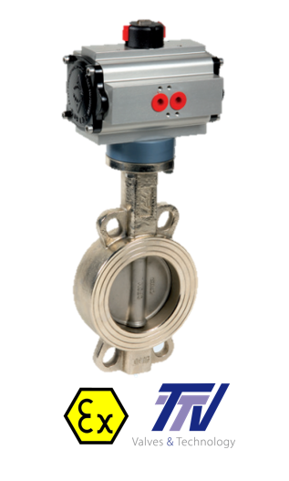 Wafer pneumatic actuated carbon steel butterfly valve metal-metal TTV+ ACTREG act. 1111 + ADA/ASR PNEU ACT 1111AC