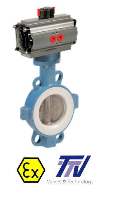 Pneumatic actuated valves TTV Butterfly Valve + ACTREG act. 1145 + ADA/ASR PNEU ACT 1145AC