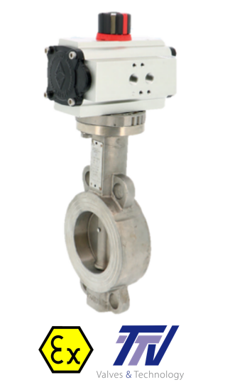 Wafer - Pneumatic actuated stainless steel butterfly valve TTV  + ACTREG act. 1184 + ADA/ASR PNEU ACT 1184AC