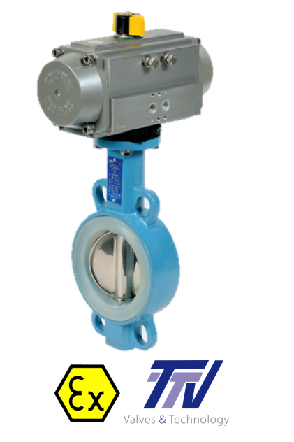 Pneumatic actuated valves TTV Butterfly Valve + ALPHAIR act. 1183 + RE/RES PNEU ACT 1183RE