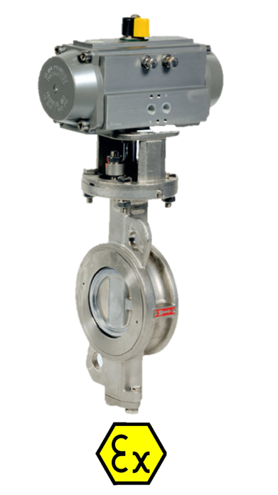 Wafer - Pneumatic actuated stainless steel double offset butterfly valve + ALPHAIR act. 1116 + RE/RES PNEU ACT 1116RE