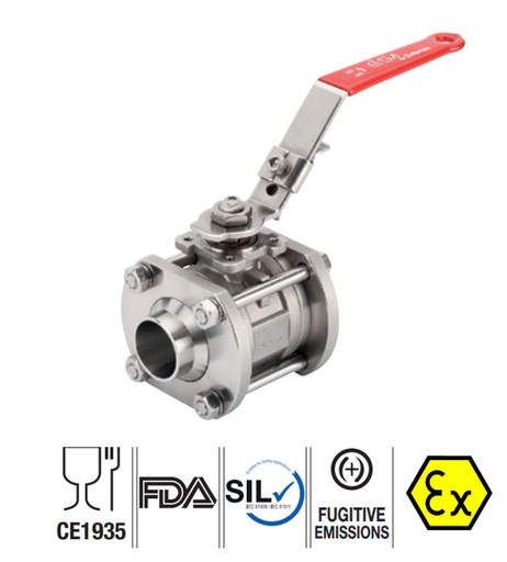 Manual valves for food 3pc Stainless steel ball valves rotating ends ELIT SSBV. ROT. ENDS BSP ELITBS