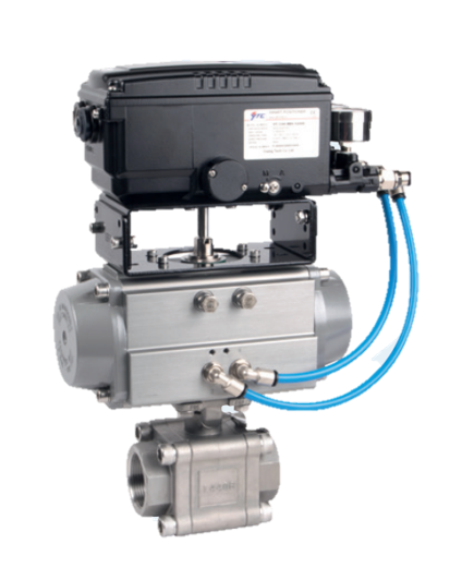 Pneumatic actuated V-port stainless steel control ball valve 703XS V-port + RES + YT3300 CG10L