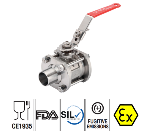 Manual valves for food 3pc ball valves rotating ends ELBT stainless steel ball valve ROTATING ENDS ORBI ISO ELBTOI