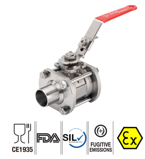 Manual valves for food 3pc ball valves rotating ends ELIT stainless steel ball valve ROTATING ENDS ORBI SMS ELITOS