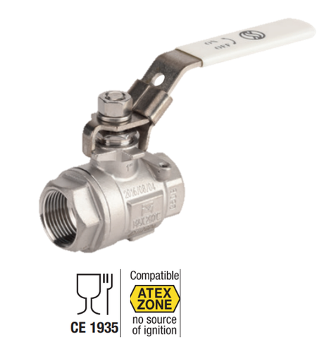 Stainless steel ball valve - silicone free 2 PIECE BODY - Dry cleaned for oxygen service 7143 SSBV.2PC BSP  7143