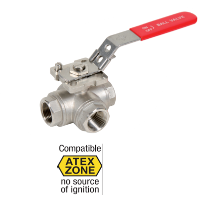 Stainless steel ball valve 3 Way L port BSP THREADED FFF 780