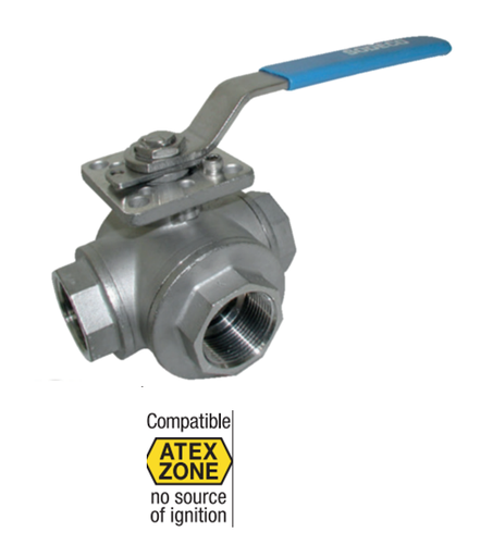 Stainless steel ball valve 3 Way MARS VALVE 1370 L port