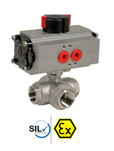 Pneumatic actuated 3Way stainless steel ball valves   ACTREG 780L-781T XS +ADA/ASR PNEU ACT 780+AC