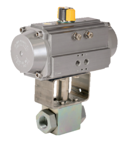 Pneumatic actuated 2 way carbon steel ball valve + ALPHAIR RE 799ZA-ZI + RE/RES PNEU ACT 799ZRE