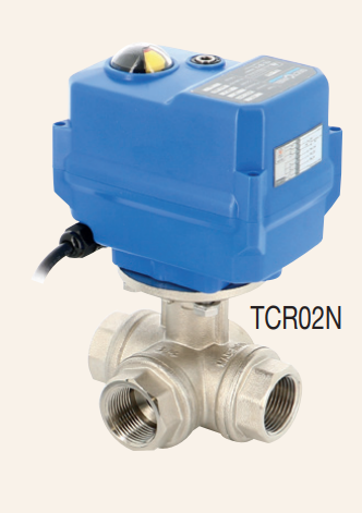 Electric actuated 3Way brass ball valves TCR series 513L-514T + TCR ELECTRIC ACTUATED 513TCR