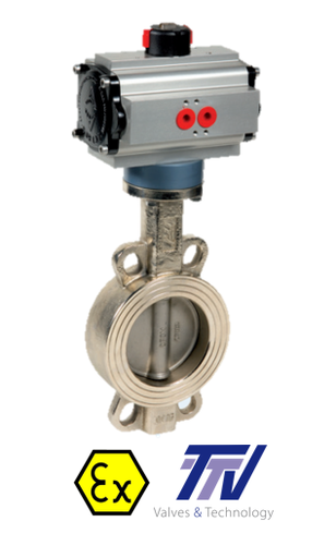 Wafer pneumatic actuated carbon steel butterfly valve metal-metal TTV+ ACTREG act. 1111 + ADA/ASR PNEU ACT 1111AC