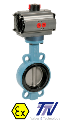 Wafer - Pneumatic actuated ductile iron butterfly valve TTV + ACTREG act. 1141 + ADA/ASR PNEU ACT 1141AC