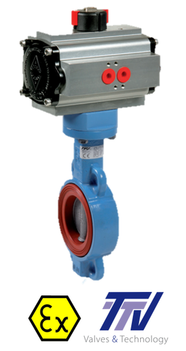 Lug - Pneumatic actuated ductile iron butterfly valve TTV + ACTREG act. 1157 + ADA/ASR PNEU ACT 1157AC