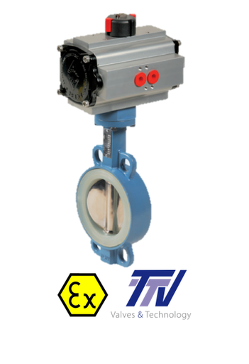 Wafer - Pneumatic actuated ductile iron butterfly valve TTV + ACTREG act. 1183 + ADA/ASR PNEU ACT 1183AC