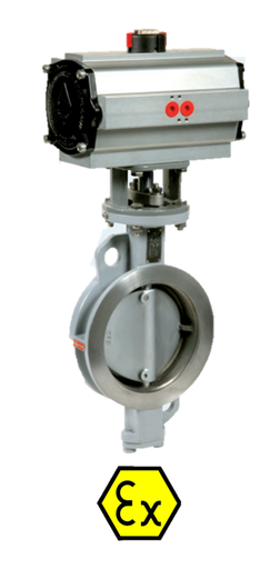 Wafer - Pneumatic actuated carbon steel double offset butterfly valve + ACTREG act. 1115 + ADA/ASR PNEU ACT 1115AC