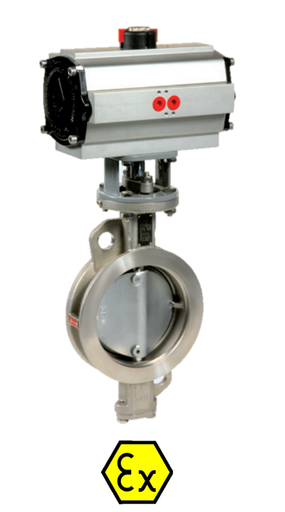 Wafer - Pneumatic actuated stainless steel double offset butterfly valve + ACTREG act. 1116 + ADA/ASR PNEU ACT 1116AC