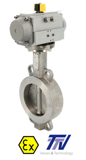 Wafer - Pneumatic actuated stainless steel butterfly valve metal-metal + ALPHAIR act. 1112 + RE/RES PNEU ACT 1112RE