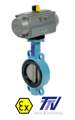 Wafer - Pneumatic actuated ductile iron butterfly valve TTV  + ALPHAIR act. 1141 + RE/RES PNEU ACT 1141RE