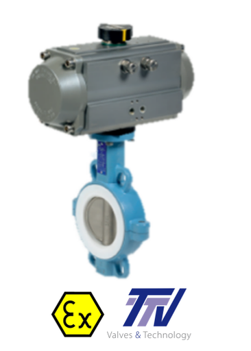 Pneumatic actuated valves TTV Butterfly Valve + ALPHAIR act. 1145 + RE/RES PNEU ACT 1145RE