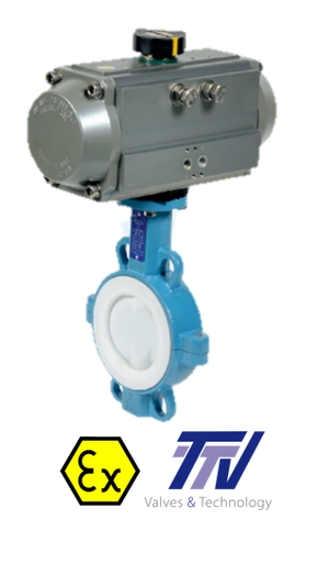 Wafer - Pneumatic actuated ductile iron butterfly valve TTV + ALPHAIR act. 1155 + RE/RES PNEU ACT 1155RE